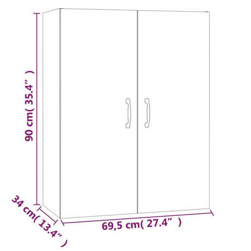vidaXL Armário suspenso 69,5x34x90 cm madeira processada cinza cimento vidaXL Armário suspenso 69,5x34x90 cm madeira processada cinza cimento