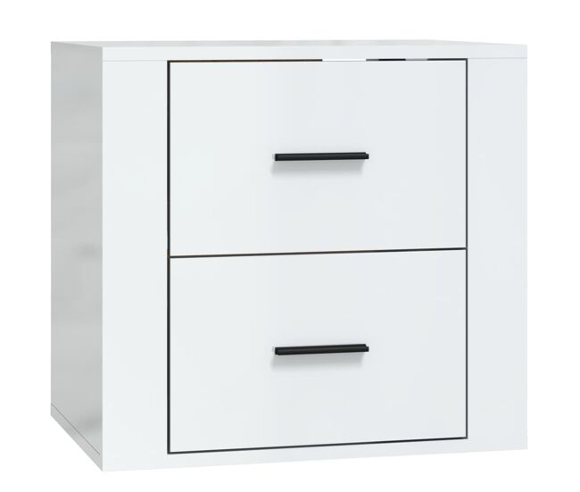 Vidaxl mesita de noche de pared blanco brillante 50x36x47 cm