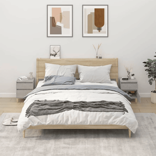 vidaXL Mesas de cabeceira 2 pcs 40x35x50 cm cinzento cimento