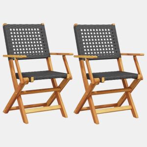 vidaXL Cadeiras de jardim 2 pcs madeira acácia maciça e vime PE preto