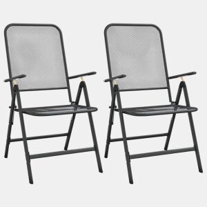vidaXL Cadeiras jardim dobráveis 2 pcs malha metal expandido antracite