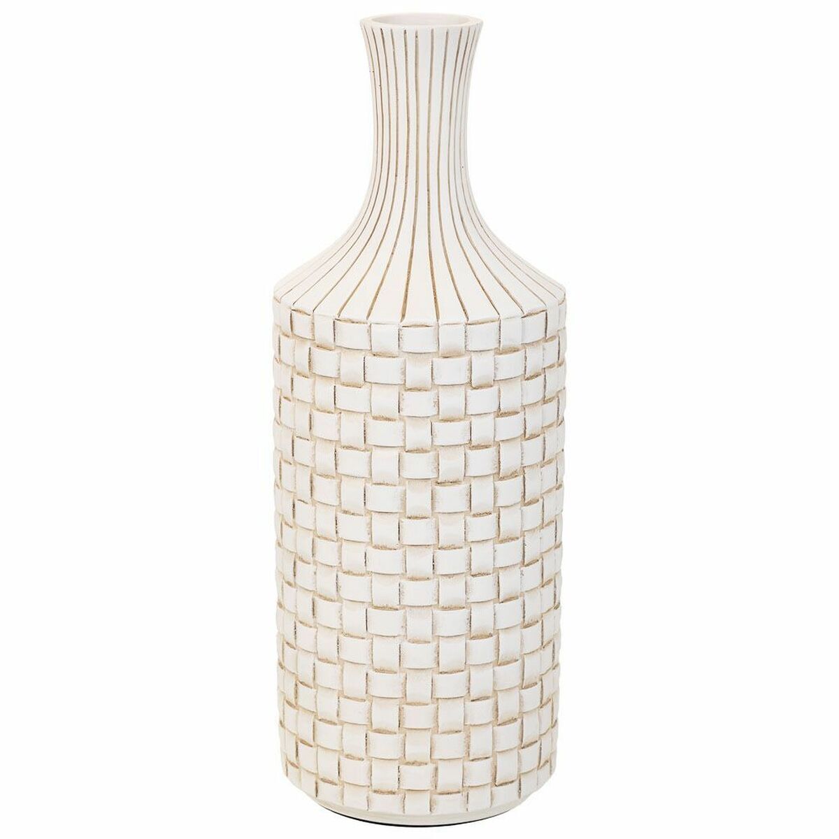 Jarrón alexandra house living blanco poliresina 14 x 39 x 14 cm