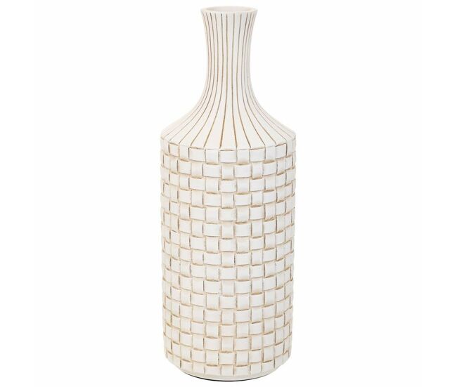Jarrón alexandra house living blanco poliresina 14 x 39 x 14 cm