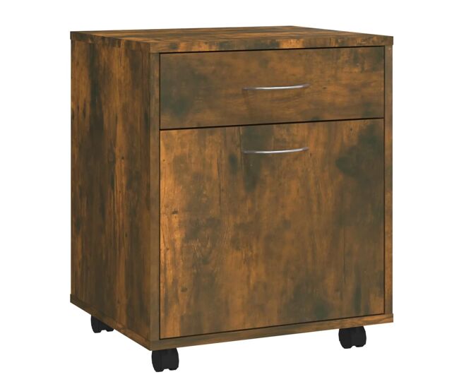 Vidaxl armario ruedas madera contrachapada roble ahumado 45x38x54 cm