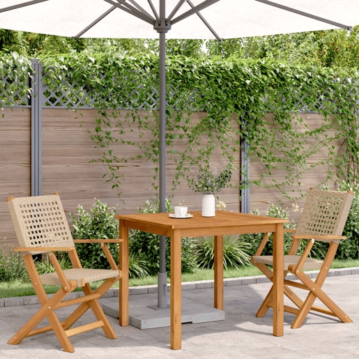 vidaXL Cadeiras de jardim 2 pcs madeira acácia maciça e vime PE bege