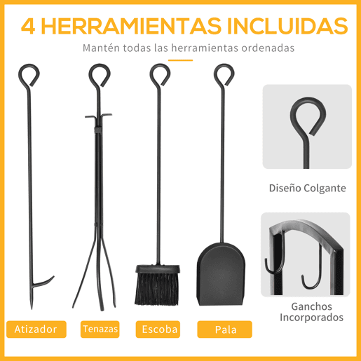 Outsunny Suporte para Lenha de 2 Níveis Porta Lenha Exterior e Interior Metálico com 4 Ferramentas para Lareira Carga Máx. 100kg 40x30x74,5cm Preto Outsunny Suporte para Lenha de 2 Níveis Porta Lenha Exterior e Interior Metálico com 4 Ferramentas para Lareira Carga Máx. 100kg 40x30x74,5cm Preto