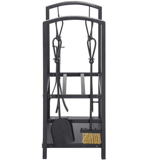 Outsunny Suporte para Lenha de 2 Níveis Porta Lenha Exterior e Interior Metálico com 4 Ferramentas para Lareira Carga Máx. 100kg 40x30x74,5cm Preto Outsunny Suporte para Lenha de 2 Níveis Porta Lenha Exterior e Interior Metálico com 4 Ferramentas para Lareira Carga Máx. 100kg 40x30x74,5cm Preto