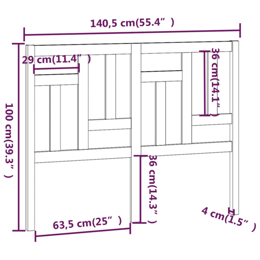 vidaXL Cabeceira de cama 140,5x4x100 cm pinho maciço vidaXL Cabeceira de cama 140,5x4x100 cm pinho maciço