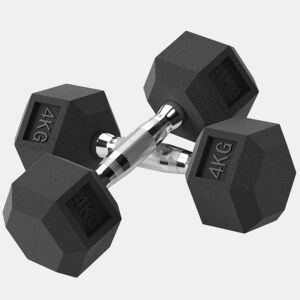 HOMCOM Conjunto de Halteres de 2x4kg com Barra Metálica e Cabeça Hexagonal Conjunto Pesos para Treino em Casa Ginásio 27,2x10,5 cm Preto e Prata