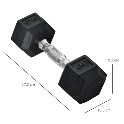 HOMCOM Conjunto de Halteres de 2x4kg com Barra Metálica e Cabeça Hexagonal Conjunto Pesos para Treino em Casa Ginásio 27,2x10,5 cm Preto e Prata
