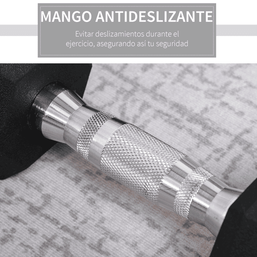 HOMCOM Conjunto de Halteres de 2x4kg com Barra Metálica e Cabeça Hexagonal Conjunto Pesos para Treino em Casa Ginásio 27,2x10,5 cm Preto e Prata