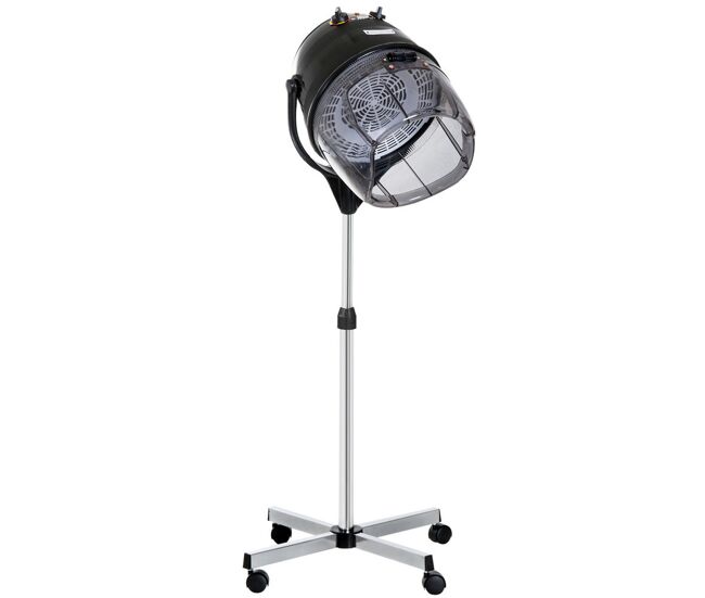 Homcom secador de pelo profesional 1180w secador de casco con altura ajustable temperatura regulable temporizador capucha y ruedas climazon peluquería para cuidado del cabello negro