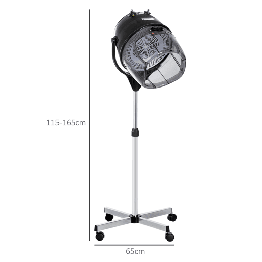 HOMCOM Secador de Cabelo Profissional Secador de Capacete 1180W com Altura Ajustável Temporizador de Temperatura Capuz e Rodas para o Cuidado do Cabelo Preto HOMCOM Secador de Cabelo Profissional Secador de Capacete 1180W com Altura Ajustável Temporizador de Temperatura Capuz e Rodas para o Cuidado do Cabelo Preto