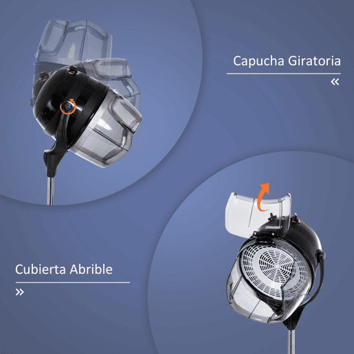 HOMCOM Secador de Cabelo Profissional Secador de Capacete 1180W com Altura Ajustável Temporizador de Temperatura Capuz e Rodas para o Cuidado do Cabelo Preto HOMCOM Secador de Cabelo Profissional Secador de Capacete 1180W com Altura Ajustável Temporizador de Temperatura Capuz e Rodas para o Cuidado do Cabelo Preto