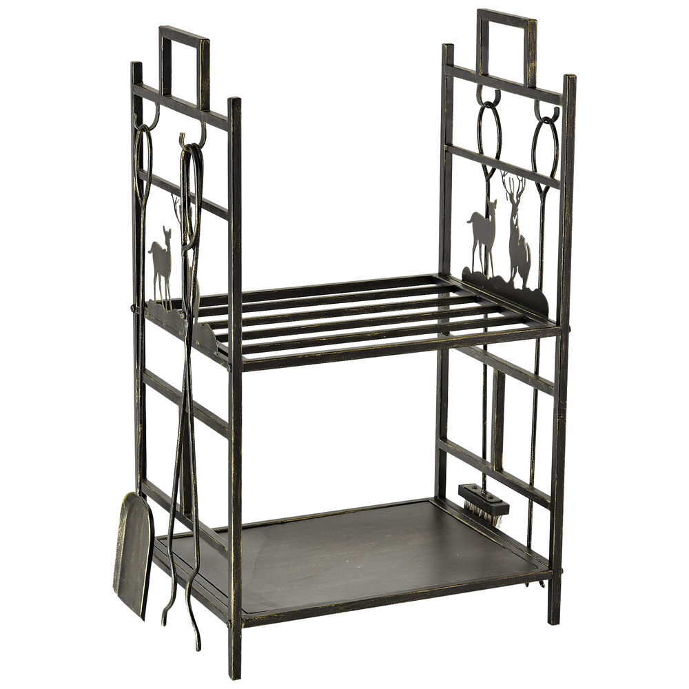 Soporte para Leña Metal Outsunny, hogar - climatización