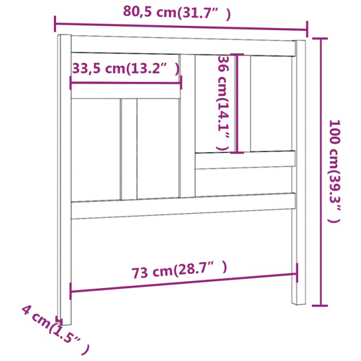 vidaXL Cabeceira de cama 80,5x4x100 cm pinho maciço castanho mel vidaXL Cabeceira de cama 80,5x4x100 cm pinho maciço castanho mel