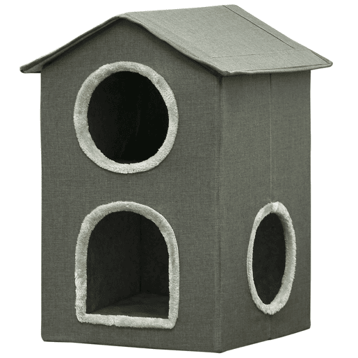 PawHut Casa para Gatos de 2 Níveis Cama para Gatos Caverna para Gatos com 3 Portas e Almofadas Laváveis 42x46x59,5 cm Cinza