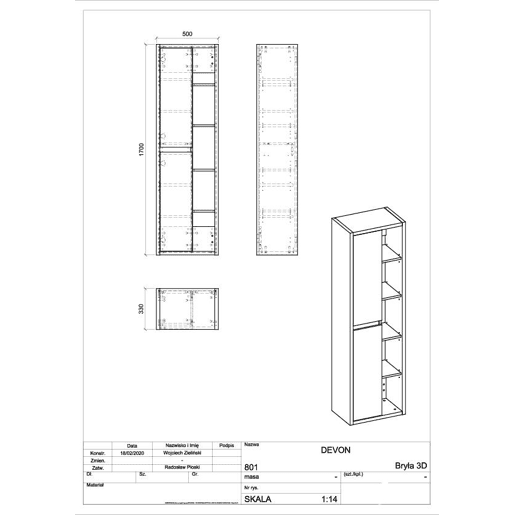 Armário Alto DEVON HC50 2D 50x33x170 Bege