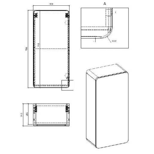Armários Laterais ARUBA SCAB35 1D 35x22x75 Cinzaescuro