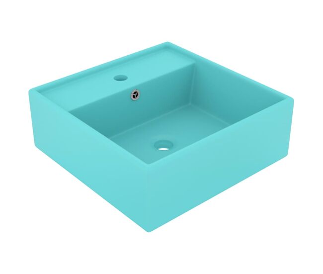 Vidaxl lavabo cuadrado rebosadero cerámica verde claro mate 41x41 cm