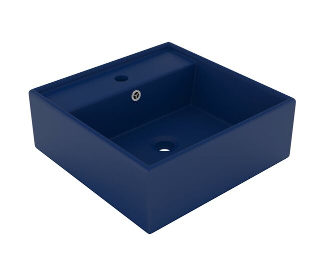Vidaxl lavabo cuadrado rebosadero cerámica azul oscuro mate 41x41cm