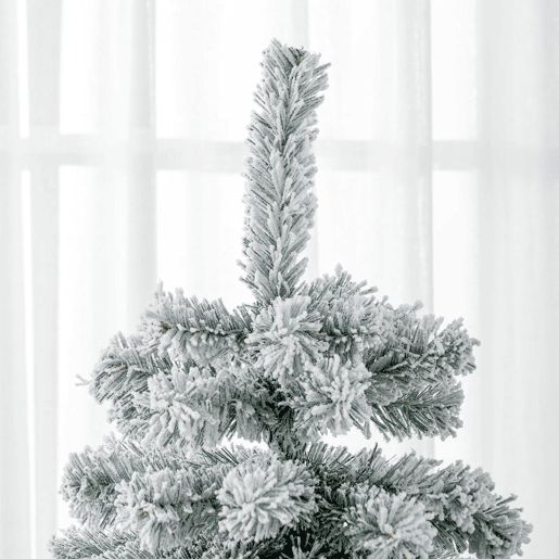 HOMCOM Árvore de Natal Ø116x180 cm Neve Artificial com 627 Pontas de PVC Base Dobrável e Suporte de Metal Decoração de Natal para Interiores Verde e Branco