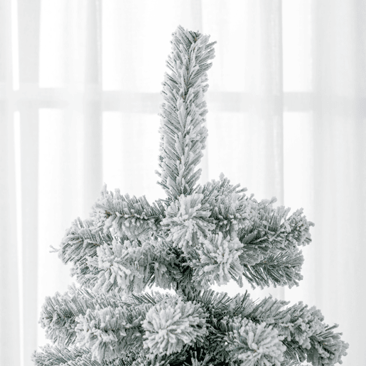 HOMCOM Árvore de Natal Ø116x180 cm Neve Artificial com 627 Pontas de PVC Base Dobrável e Suporte de Metal Decoração de Natal para Interiores Verde e Branco
