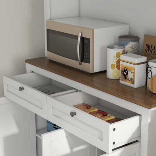 HOMCOM Armário de Cozinha Móvel Auxiliar de Cozinha com 3 Portas de Vidro Compartimento Aberto 2 Gavetas e Prateleiras Ajustáveis 100x40x180 cm Branco