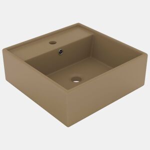 vidaXL Lavatório luxuoso quadrado 41x41 cm cerâmica creme mate