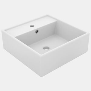 vidaXL Lavatório luxuoso quadrado 41x41 cm cerâmica branco mate