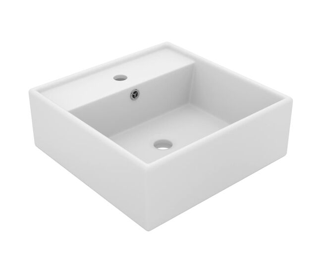 Vidaxl lavabo cuadrado rebosadero cerámica blanco mate 41x41 cm