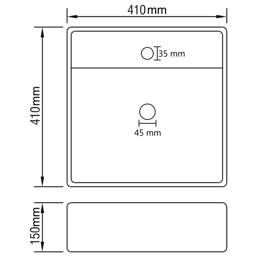 vidaXL Lavatório luxuoso quadrado 41x41 cm cerâmica branco mate