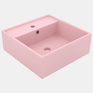 vidaXL Lavatório luxuoso quadrado 41x41 cm cerâmica rosa mate