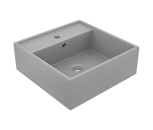 Vidaxl lavabo cuadrado rebosadero cerámica gris claro mate 41x41 cm