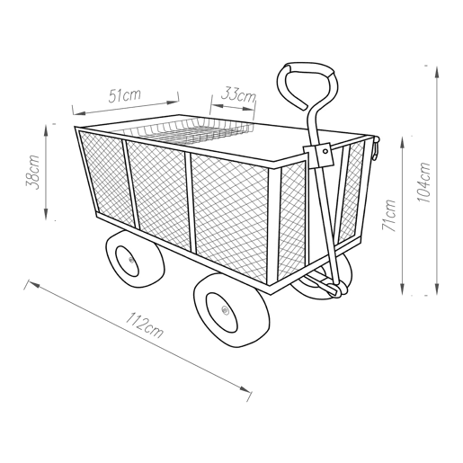 Carro de transporte Corropoli 112x51cm max 550kg - PretoAmarelo pro.tec