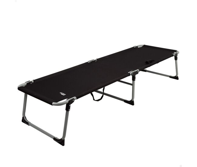 Aktive cama plegable camping negra con topes antivuelco