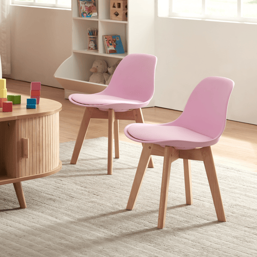 Conjunto de 2 cadeiras para crianças Elvdal plásticofaiançaPU 56x38x33 cm - Rosa en.casa