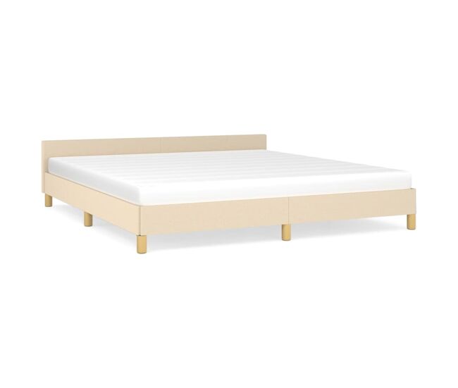 Estructura de cama con cabecero de tela color crema 180x200 cm