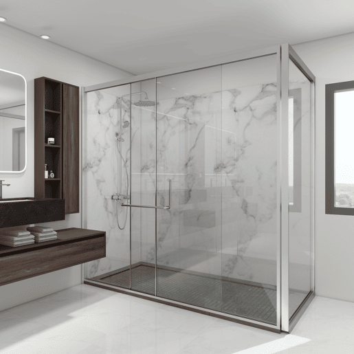 Revestimento de parede Bladel 8 painéis PVC 120x60cm - Mármore Branco neu.haus