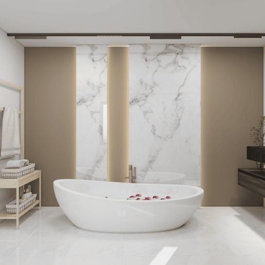 Revestimento de parede Bladel 8 painéis PVC 120x60cm - Mármore Branco neu.haus