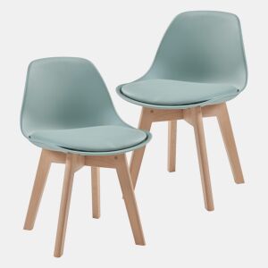 Conjunto de 2 cadeiras para crianças Elvdal plásticofaiançaPU 56x38x33 cm - Verde menta en.casa
