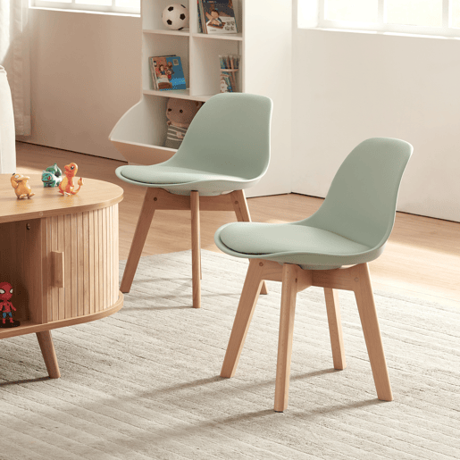 Conjunto de 2 cadeiras para crianças Elvdal plásticofaiançaPU 56x38x33 cm - Verde menta en.casa