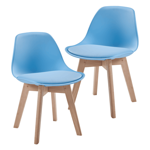 Conjunto de 2 cadeiras para crianças Elvdal plásticofaiançaPU 56x38x33 cm - Azul celeste en.casa