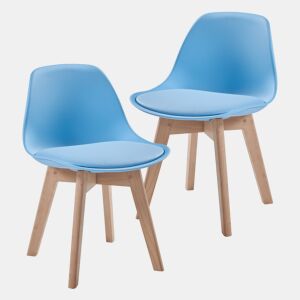Conjunto de 2 cadeiras para crianças Elvdal plásticofaiançaPU 56x38x33 cm - Azul celeste en.casa
