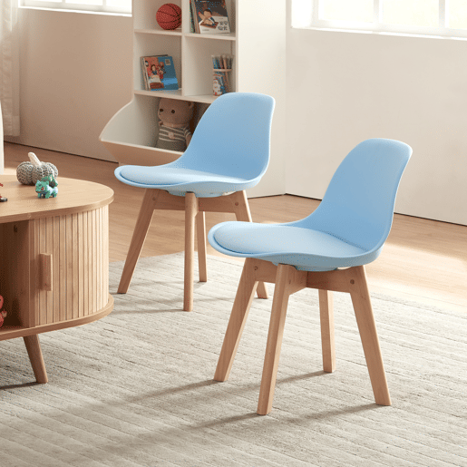 Conjunto de 2 cadeiras para crianças Elvdal plásticofaiançaPU 56x38x33 cm - Azul celeste en.casa