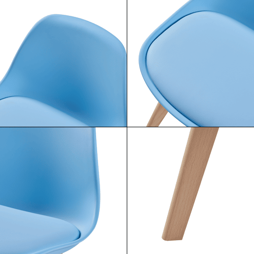 Conjunto de 2 cadeiras para crianças Elvdal plásticofaiançaPU 56x38x33 cm - Azul celeste en.casa