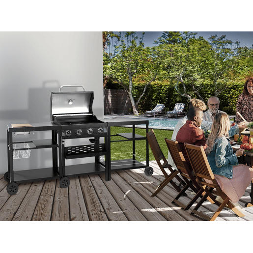 Churrasqueira a gás de cozinha externa - 12 kW - 4 queimadores - Preto
