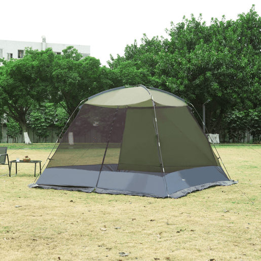 Tenda de jardim Beekdaelen poliéster 305x305x213cm - VerdeCinza pro.tec