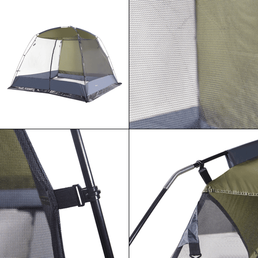 Tenda de jardim Beekdaelen poliéster 305x305x213cm - VerdeCinza pro.tec
