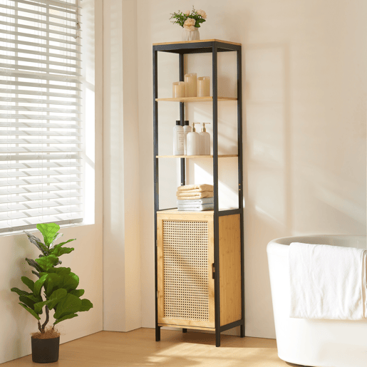 Móvel de casa de banho Tervola MDF bambu 172x40x35 cm - PretoNatural en.casa